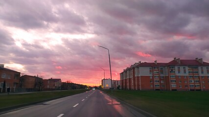 sunset over the city