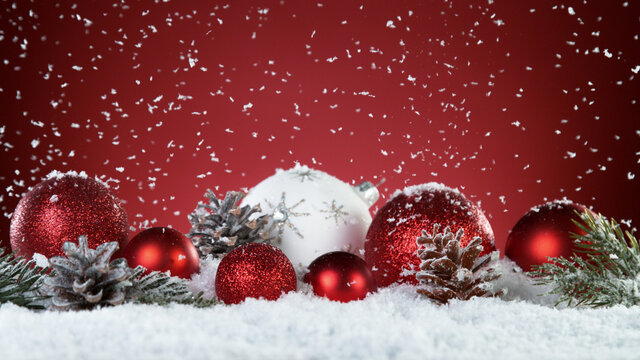 Christmas balls isolated on colored background