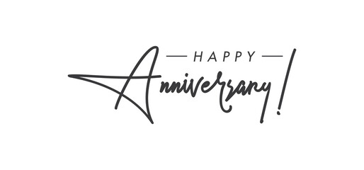 Happy Anniversary calligraphy inscription. Greeting banner. Hand drawn style design. Handwritten modern lettering.