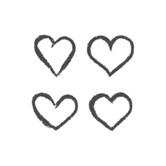 Hand drawn hearts. Set of heart grungy heart illustrations. Valentine's day love symbol design. Sketchy shape.