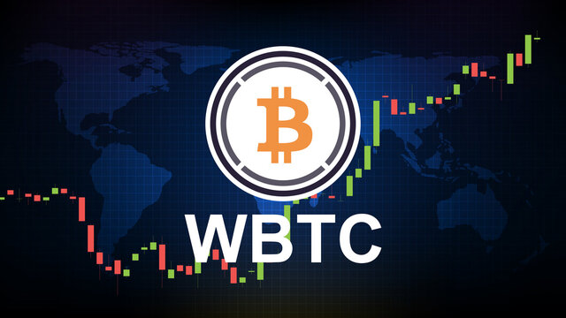 abstract futuristic technology background of Wrapped Bitcoin (WBTC) Price Chart coin digital cryptocurrency
