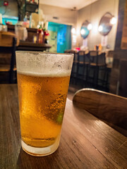 Close up shot of a cold beer