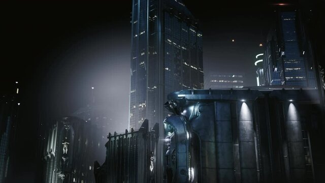 futuristic ciberpunk city at night