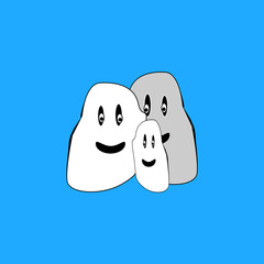 Funny Ghost Family illustration. Vector stock illustration.