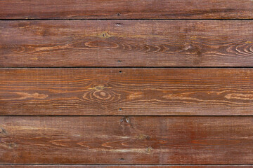 Texture photo of horizontal brown paint colored wooden boards.
