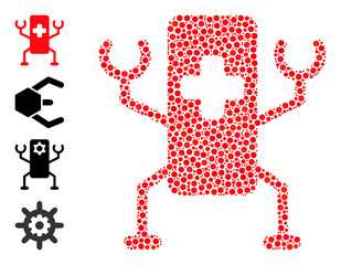 Circle mosaic medical nanobot. Vector mosaic is based on medical nanobot symbol, and designed with randomized spheric elements.