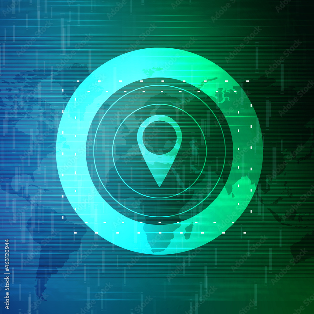 Poster 2d rendering red map pointer