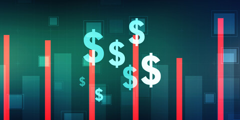 2d rendering Stock market online business concept
