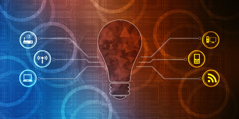 Obraz premium 2d illustration bulb future technology, innovation background, creative idea concept 