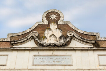 Inner view of Porta del Popolo portal, Rome, Italy