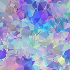 Seamless iridescent triangle pattern for surface pattern print. High quality illustration. Blue and purple holographic vivid trendy swatch. Funky contemporary graphic tile for background or textile.