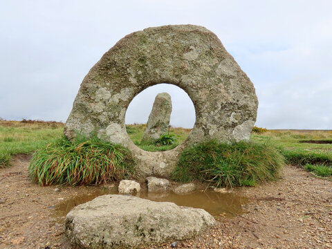 Men an Tol or 'Crick Stone' is a standing stone with hole dating from Neolithic or Bronze Age, located in Cornwall