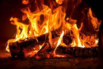 Wood is burning in the fire © Denis