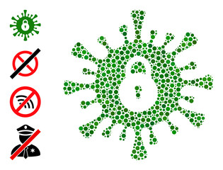 Circle combination infection lockdown. Vector collage is based on infection lockdown icon, and designed with randomized circle parts.