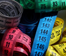 close up colorful measuring tape detail