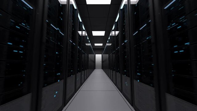 Powerful server room in modern data center