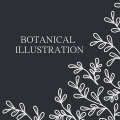 A plant-style banner with leaves and branches. For wedding invitations, postcards, posters, labels of cosmetics and perfumes, packaging paper.
