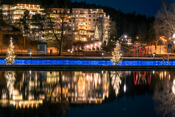 北欧の街のクリスマス時期の風景
