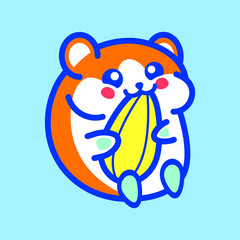 cute guinea pig character vector eating