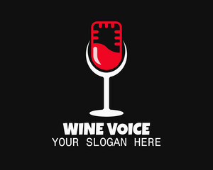 wine voice logo design template. wine and microphone illustration vector