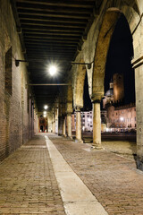 Ancient medieval gallery surrounding the main square of the city of Mantua