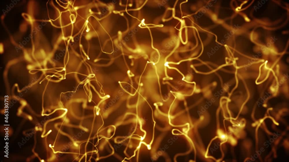 Sticker abstract gold strings waving fx background loop/ 4k animation of an abstract technology visual fx ba