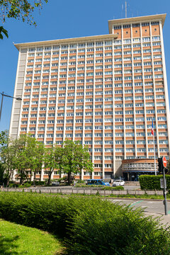 Lille,FRANCE-June 06,2021:View of the Administrative Cite building in Lille.The Administrative City(cit&eacute; administrative) is an administrative building located in the city center of Lille. 