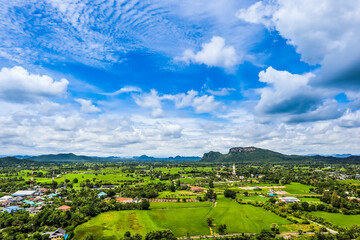 Obraz premium Panorama of a mountain village. Village in mountains. Village in mountain valley. Mountain village panorama
