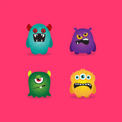 Monsters. Illustrations template in cartoon style.
