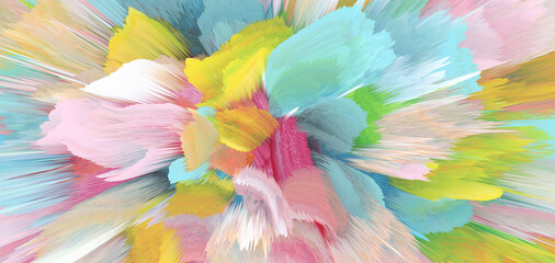 3D digital Illustration. Color rainbow blot splash. Abstract horizontal background. - obrazy, fototapety, plakaty
