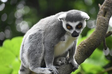 Fototapeta premium Close up of a Ring tailed lemur, at the Avifauna in The Netherlands.