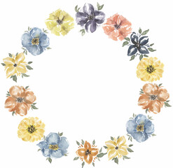 Wildflower Frame Clipart, Watercolor Meadow Floral Wreath, Field Herb illustration Wedding Invites, Baby Shower graphics, Logo design, Card