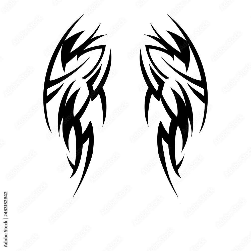 Wall mural wing tribal tattoo art graphic art design, digital illustration decorative black color tattoo