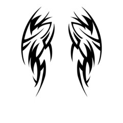Fototapeta na wymiar wing tribal tattoo art graphic art design, digital illustration decorative black color tattoo
