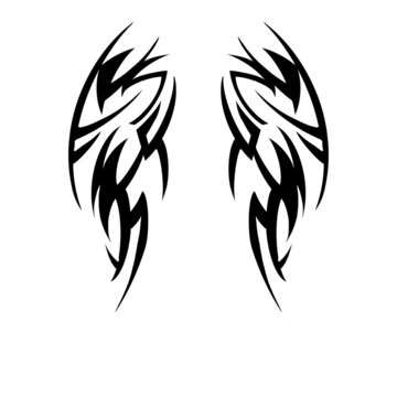 wing tribal tattoo art graphic art design, digital illustration decorative black color tattoo