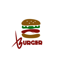 Simple red black burger illustration icon logo.