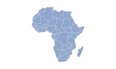 Africa map isolated on white background. Africa map with countries. Vector illustration