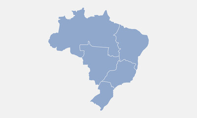 Brazil map with regions isolated on white background. Brazil map. Vector illustration