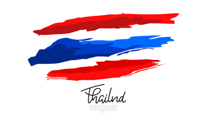 Thai flag with brush writing and Thailand handwritten calligraphy , isolated on white background, illustration Vector EPS 10