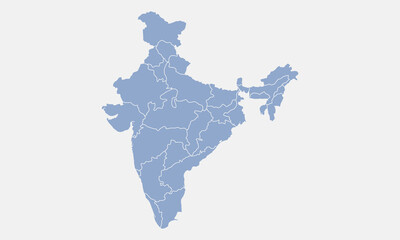 India map isolated on white background. India map with states. Indian background. Vector illustration
