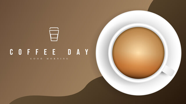 Top view of latte and coffee mugs coffee mug logo on two brown background  ,Vector illustration EPS 10