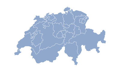 Switzerland map isolated on white background. Switzerland map with cantons. Vector illustration
