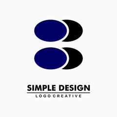 letter b logo. blue two dots icon and silhouette letter b. simple and creative logo. Abstract business logo icon design template