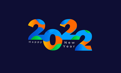 2022 Happy New Year. Happy New Year 2022 Background Template. Calendar header 2022 number on colorful abstract vector design. Happy New Year 2022 text design for Brochure design, card, banner.