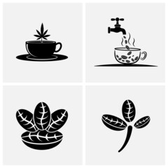 Set of Coffee Label, Logo, Emblem and Badge. Outline, black and White.