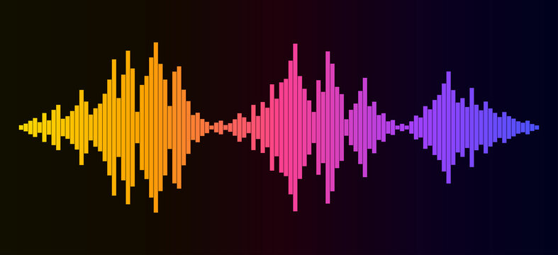 Soundwave with colorful gradient. Audio equalizer technology, pulse musical. Music wave. Sound frequencies. Template design for club, radio, pub, party, concerts, recitals. Vector illustration © Gurt