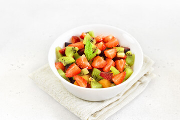 Fototapeta na wymiar Healthy food fruit salad