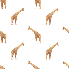 Giraffe triangle shape seamless pattern backgrounds. Wrapping paper template. Polygonal design illustration.