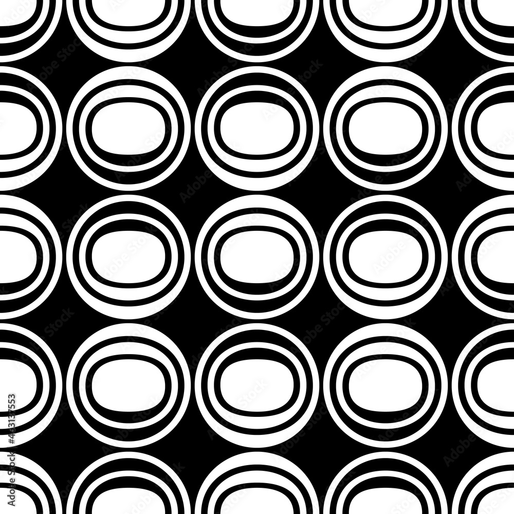 Aufkleber black and white abstract circles. vector wallpaper or pattern with monochrome circles shapes.