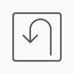 U-Turn icon, back a car vector